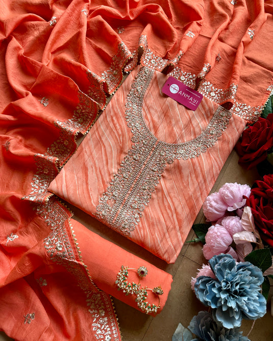 Lehria modal dori work suit with cotton silk embroidered dupatta