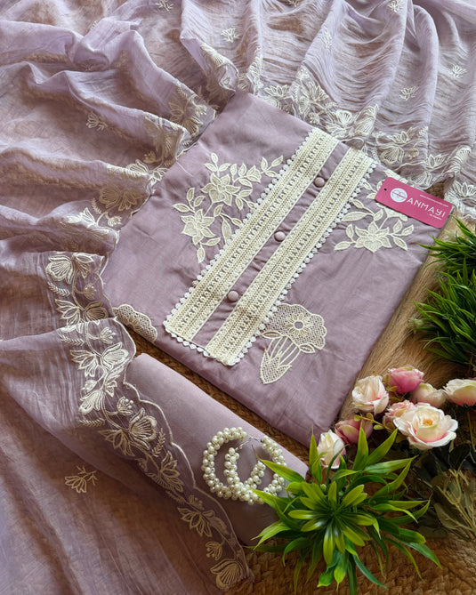 Patched Dori pure Mul Chanderi suit set