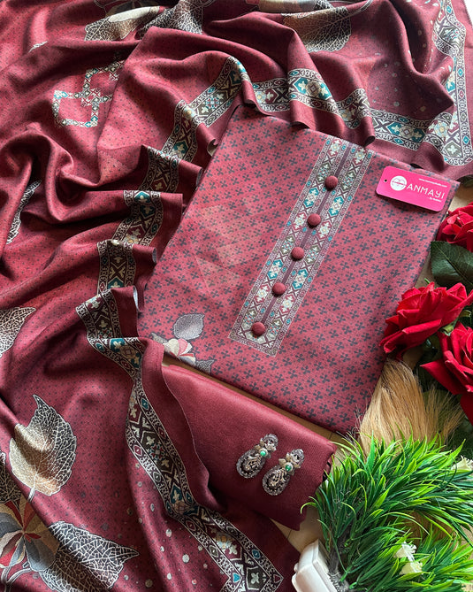 Self flower printed soft spun suit