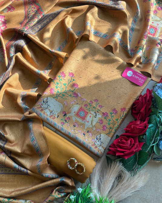 Pichwai cow soft spun suit set