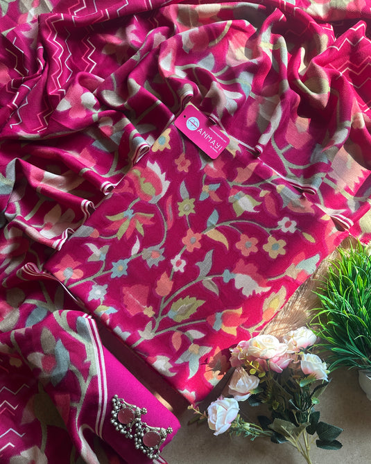 Printed kani spun suit set