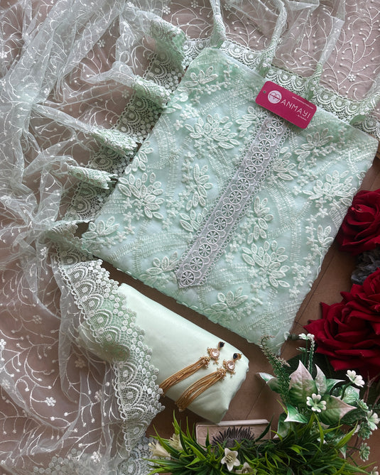 Crochet super net organza pastel suit set