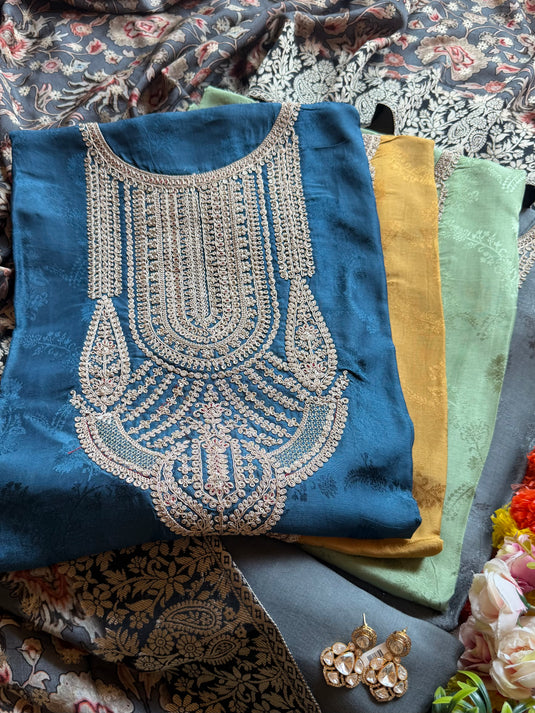 Self dolla silk Dori work suit set with Banarasi weave dupatta