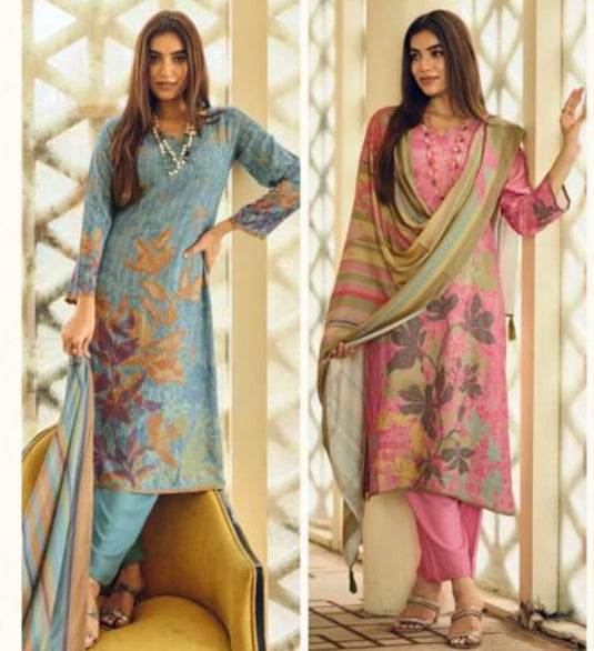 Digital pure pashmina pastel suit set