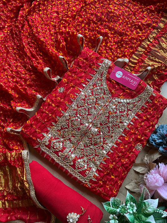 Ghadchola Chanderi gotta work suit set