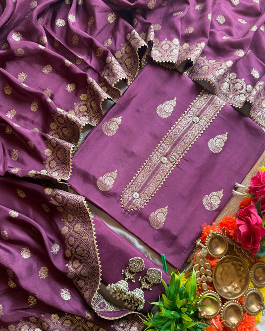 Banarasi Ambi pure Dolla Silk suit set