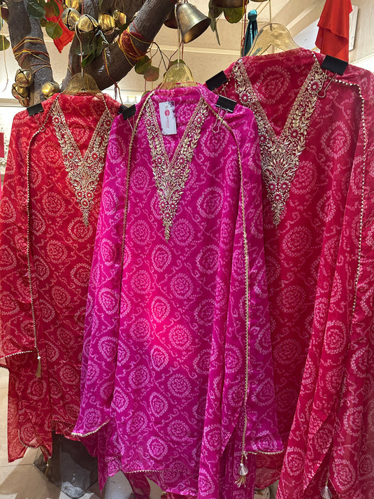 Soft Organza suit set with gotta v neck