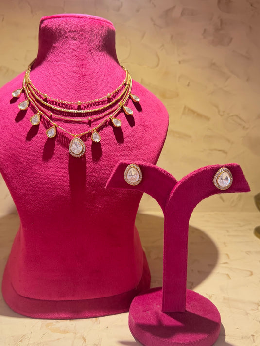 Layered chain stack Kundan set