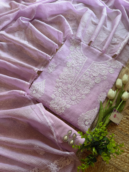 Pure Kota suit set with chikankari embroidery