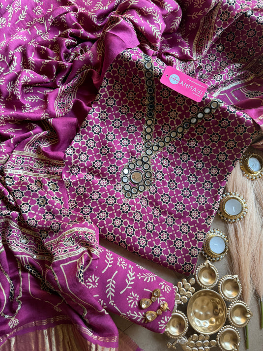 Ajrakh pure modal suit set