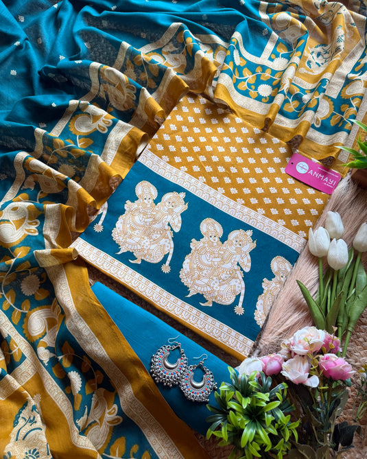 Goddess print Cambric cotton suit set