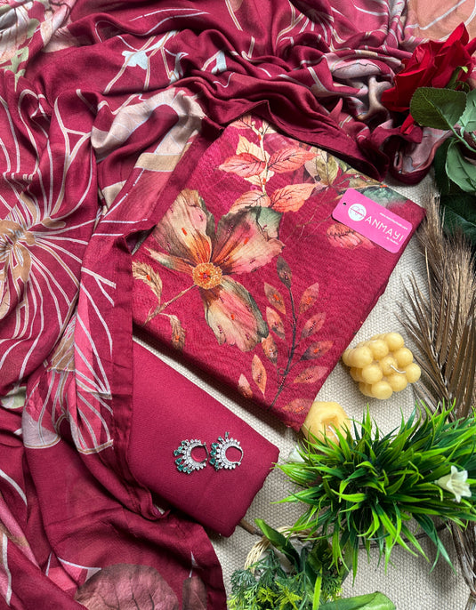 Soft viscose pashmina suit set