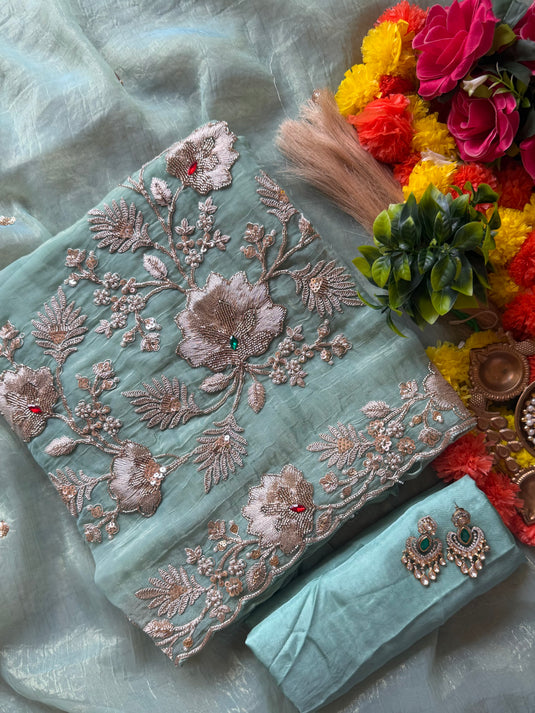 Crushed shimmer stone highlights pastel suit set