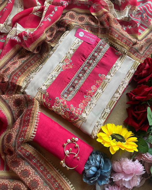 Persian print pure organza suit set