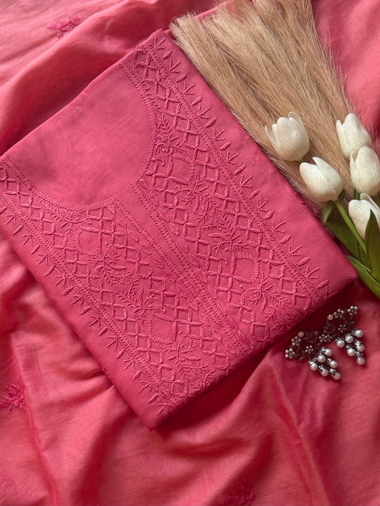 Pure Mul Chikankari earthy tones suit set