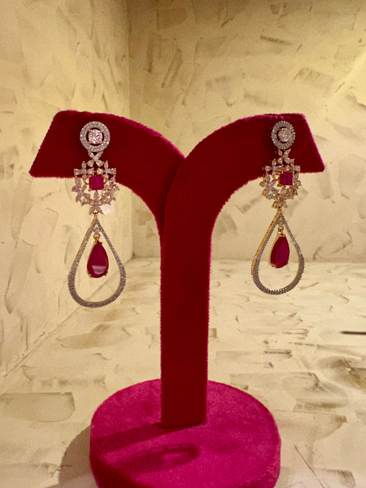 Hanging crystal diamond earrings