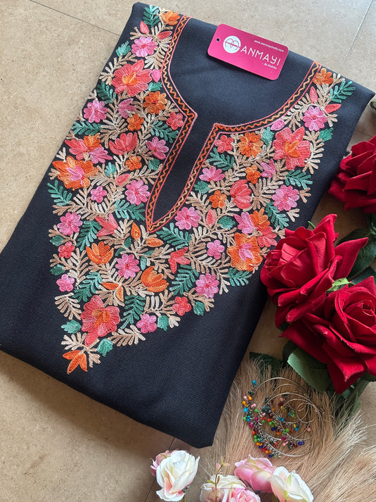 Unstitched coloured aari work coord set