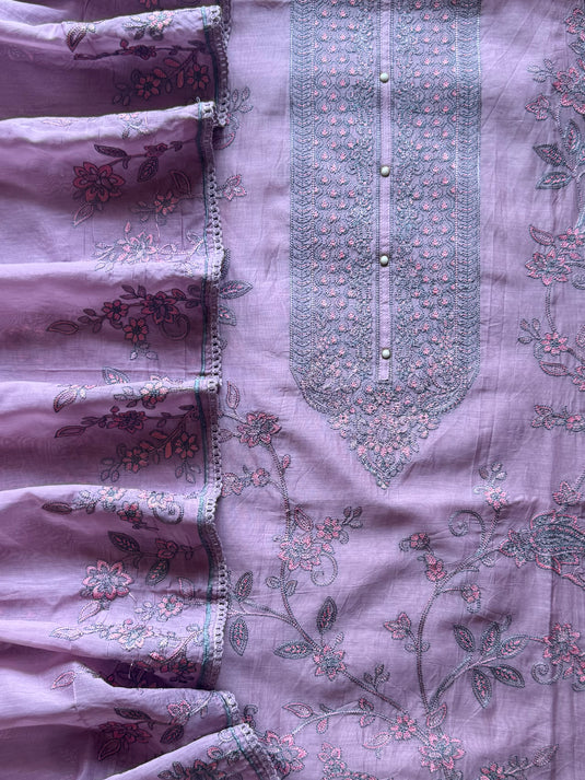 Minimal filling work Mul Chanderi suit set