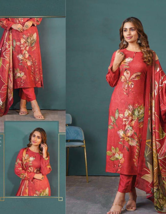 Soft viscose pashmina suit set