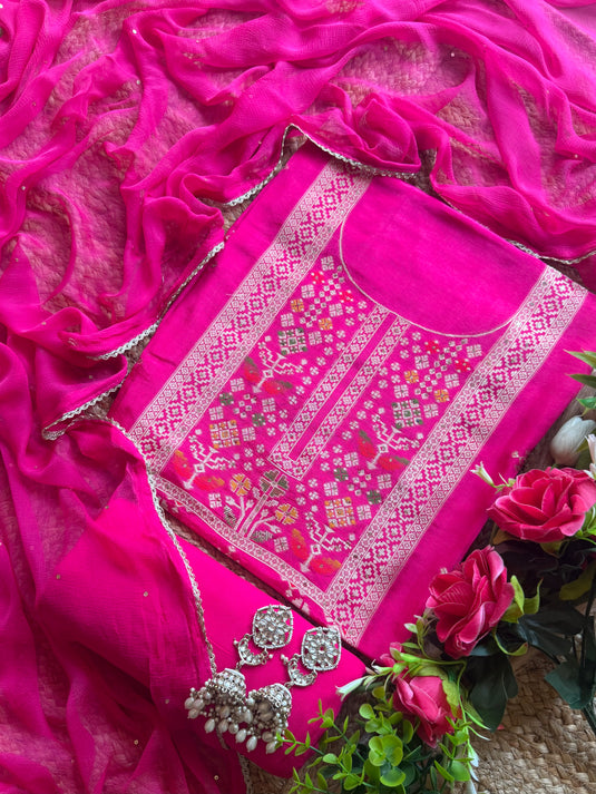 Panel jacquard work Dolla silk suit set