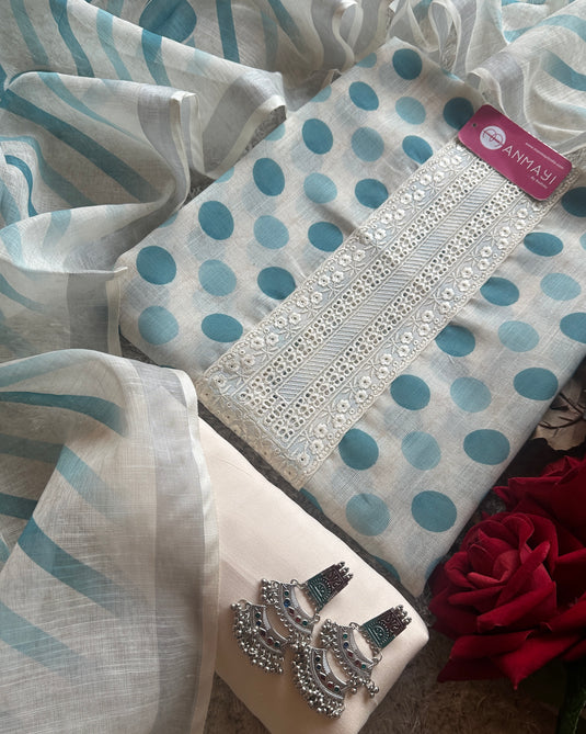 Coloured polka dots linen cotton suit set