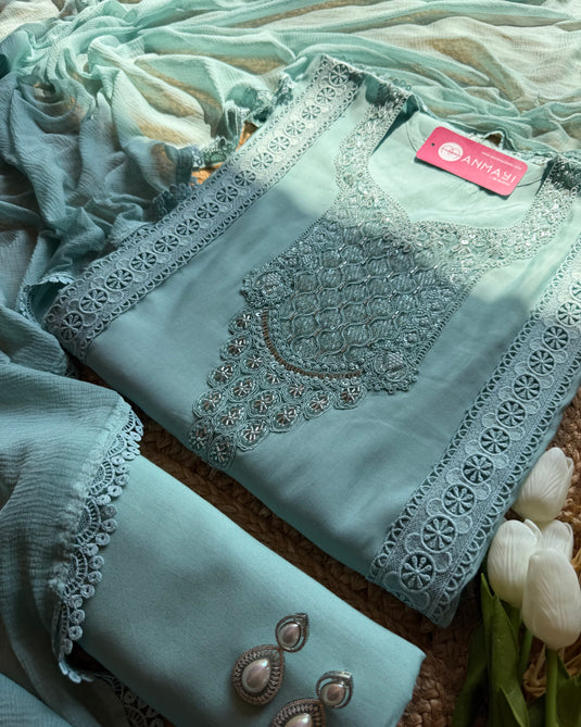 Pakistani Modal Crochet Embroidered Suit Set