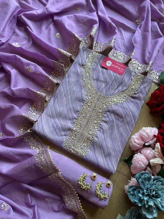 Lehria modal dori work suit with cotton silk embroidered dupatta
