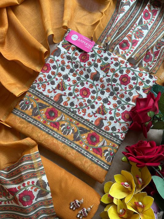Kani print pure Maheshwari suit set