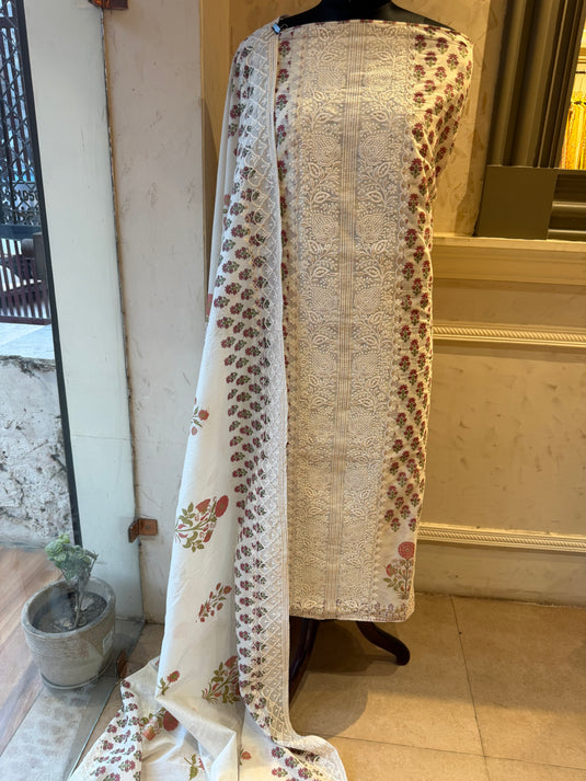 Panel Dori work block print cotton suit set