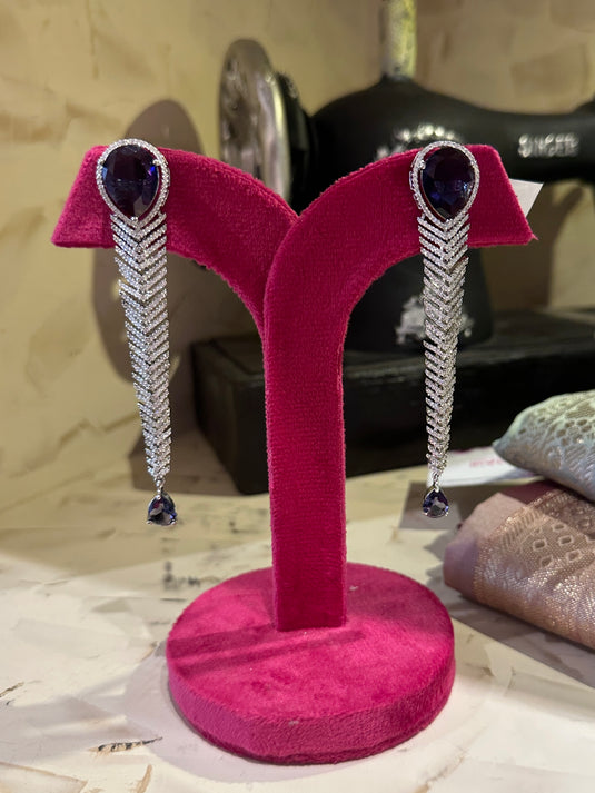Leaf drop diamond earrings