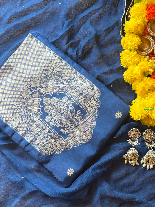 Maharani neck dolla silk suit set