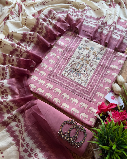 Gaja print cambric cotton suit set