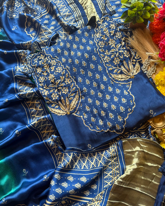 Aquatic traditions pure gajji silk suit set
