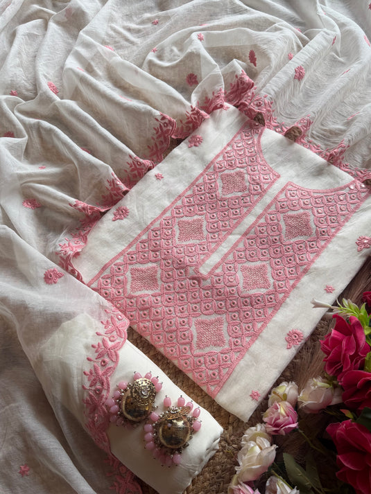 Phulkari work Mul Chanderi suit set