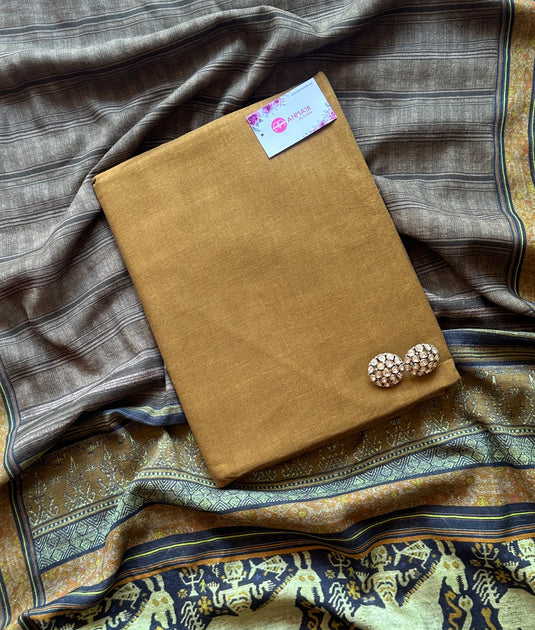 All over linen suit with Pochampally Ikkat print dupatta