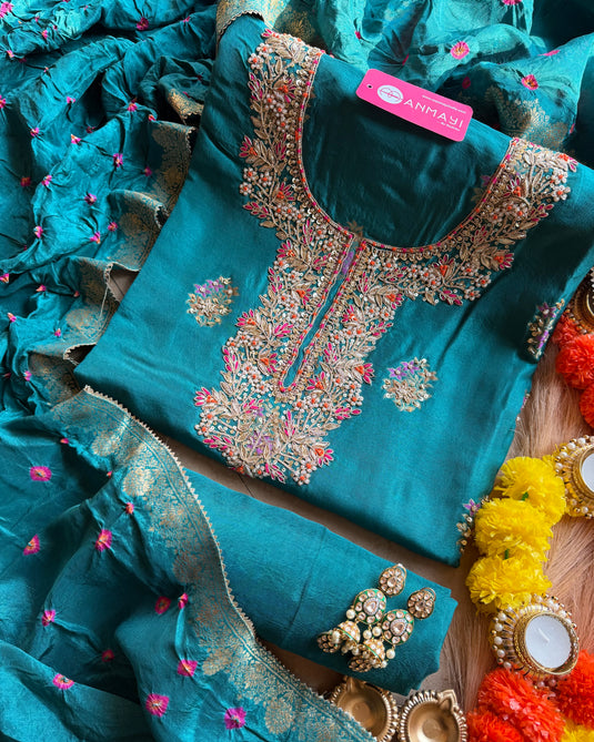 Dabka work dolla silk suit set