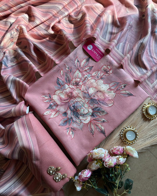 Pastel highlighted floral soft spun suit set