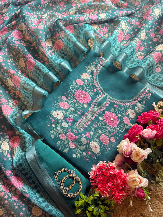 Flowers all around linen suit set
