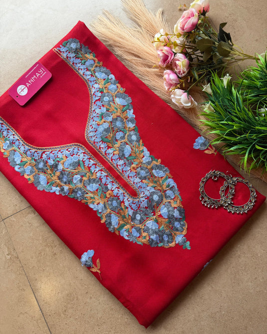 Kashmiri embroidered unstitched coord sets (without shawl)