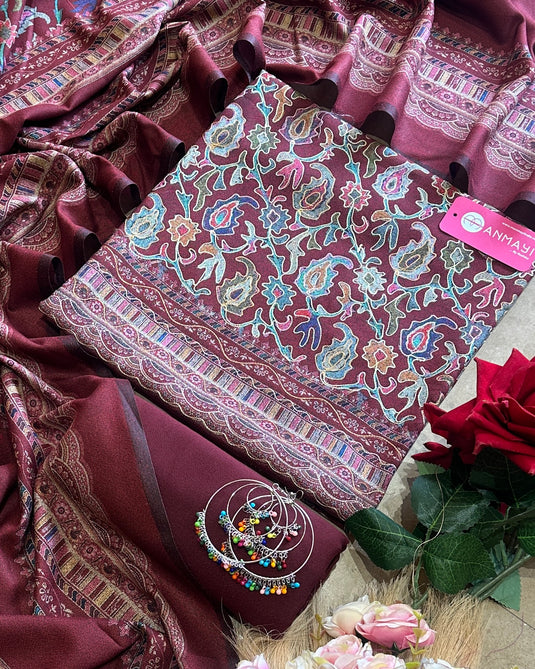 Alpine aari work outline coloured suit set