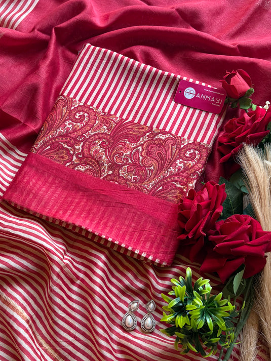 Stripes Kalamkari Maheshwari silk suit set