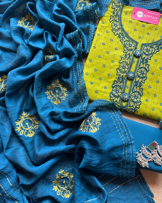 Combination cotton embroidered suit set