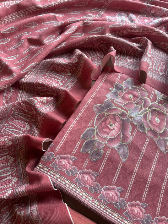 Stripy blooming flower spun suit set