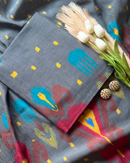 Modern motif Ikkat Patola pure Mul suit set