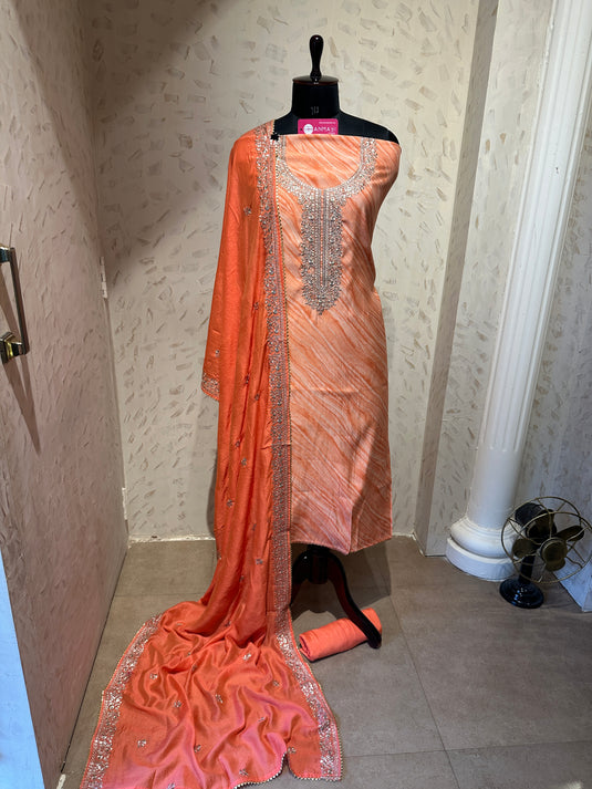 Lehria modal dori work suit with cotton silk embroidered dupatta