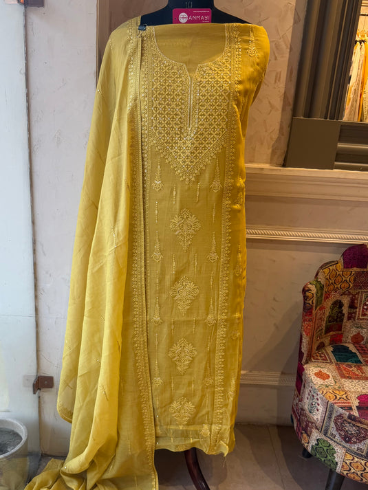 Lucknawi pure Mul cotton suit set