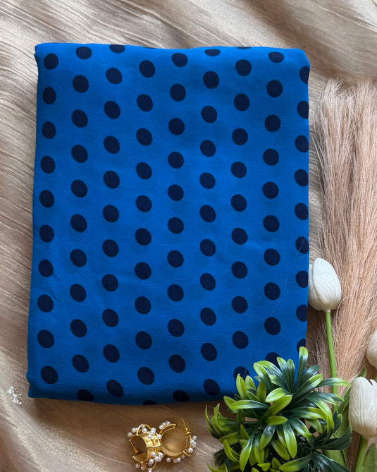 Polka dots Georgette saree with crepe blouse