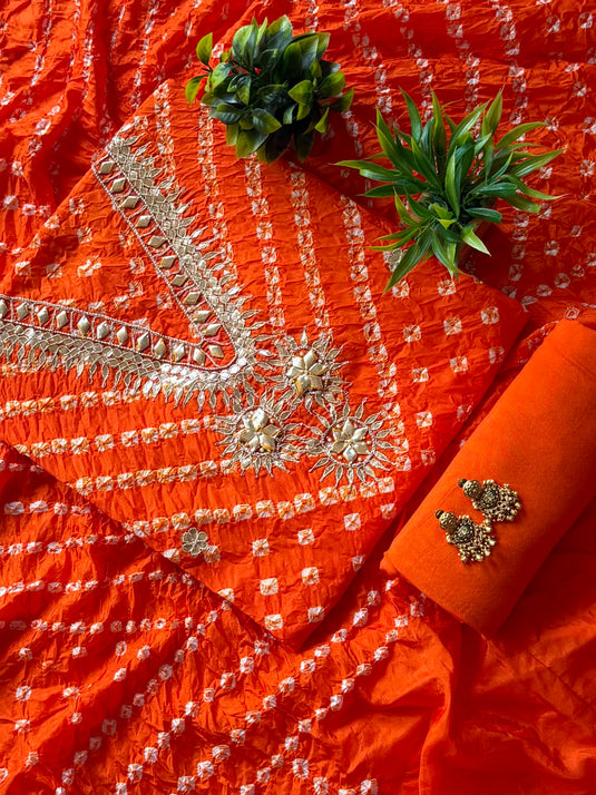 Ghadchola V neck pita work cotton silk suit set