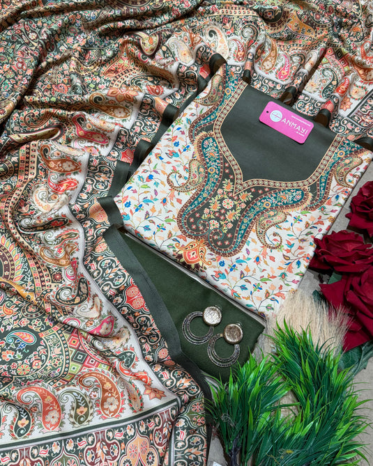 Combination digital kani print soft spun suit set