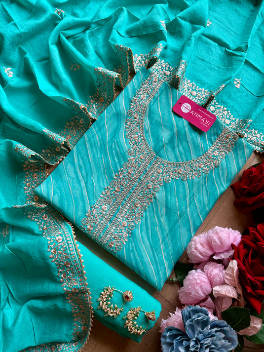 Lehria modal dori work suit with cotton silk embroidered dupatta